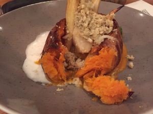 Main vegan dish: filled pumpkin at Badhotel in Rockanje