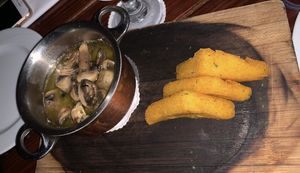 Mushroom escargot as an appetizer. at Papillon in Palm Beach