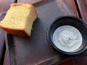 Spongy vegan bread with vegan mayonnaise  at Papillon in Palm Beach