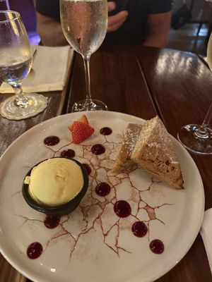 Passion fruit sorbet and yummy coconut cake   at Papillon in Palm Beach