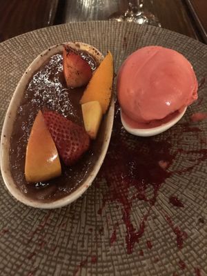 Vegan creme brûlée  at Papillon in Palm Beach