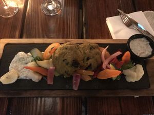 Vegan crab cakes  at Papillon in Palm Beach