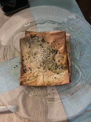 Delicia de sobrasada y queso cheddar vegano  at La Terraza del Girasol in Murcia