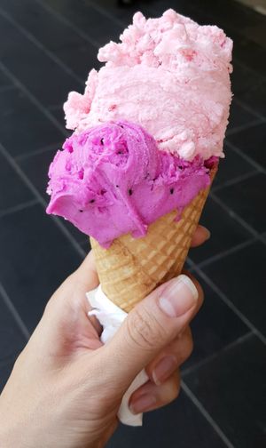 Vegan Flavors: Dragonfruit-Lychee and Pink Lemonade at Gelatissimo in Sydney