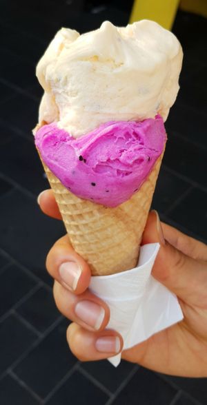 Vegan Flavors: Dragonfruit-Lychee and Passionfruit at Gelatissimo in Sydney