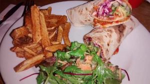 May 2015 - Turkish pizza wrap with chips at Stereo in Glasgow