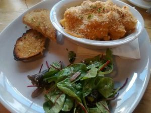 Jun 2016 - Cashew cheeze gnocchi and cauliflower with garlic bread at Stereo in Glasgow