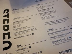 menu  at Stereo in Glasgow