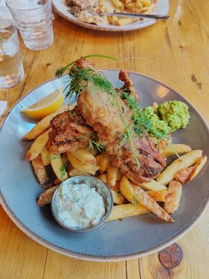 Banana blossom fish and chips at Stereo in Glasgow