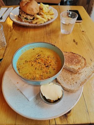 Tomato and broccoli soup at Stereo in Glasgow