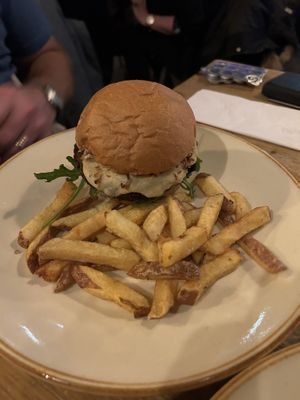 Burger and fries   at Stereo in Glasgow