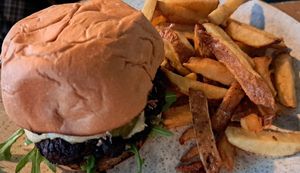 Burger and chips at Stereo in Glasgow