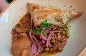 Spinach and tofu filo parcel at Stereo in Glasgow