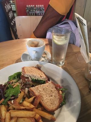 Tempeh Reuben sandwich and soya flat white  at Stereo in Glasgow