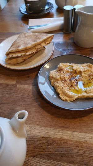 Hummus and flatbread - profits from this option went to charity.  at Stereo in Glasgow
