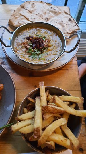 Curry and chips  at Stereo in Glasgow