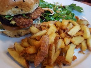 burger with tempeh rashers  at Stereo in Glasgow