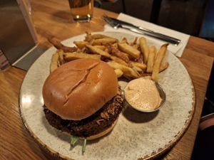 Seitan and lentil burger at Stereo in Glasgow