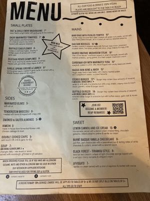 Menu  at Stereo in Glasgow