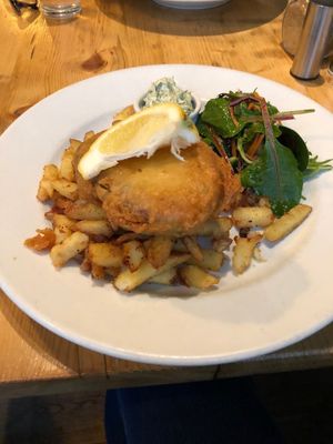 Jackfish and chips at Stereo in Glasgow