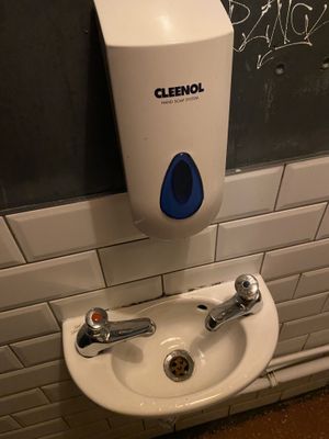 Cute sink but no paper towels or hand dryer.  at Stereo in Glasgow
