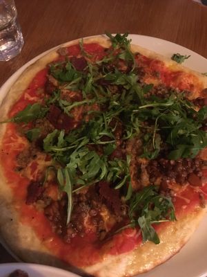 Meat feast pizza at Stereo in Glasgow