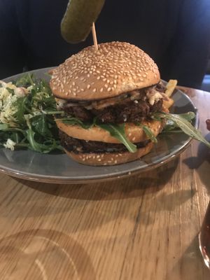Double patty seitan burger at Stereo in Glasgow