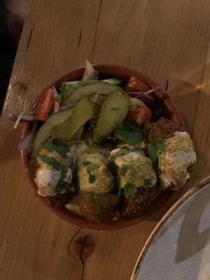 The photos don’t do it justice due to the light (which was perfect for dining). Falafels and hummus  at Stereo in Glasgow