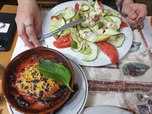 Tofu salad and veganized eggplant at Frankie's in Sorrento