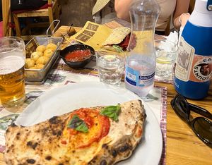 Dumplings and veggie sandwich with eggplant calzone   at Frankie's in Sorrento