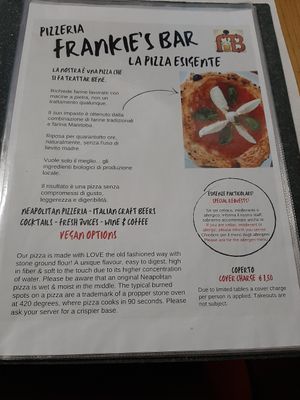 Primeira página do menu! at Frankie's in Sorrento