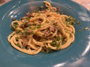 Vegan carbonara   at Frankie's in Sorrento