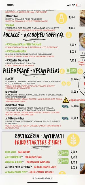 See option of four vegan pizzas.   at Frankie's in Sorrento