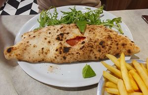 Veganised a calzone with vegan cheese and vegan ham. at Frankie's in Sorrento
