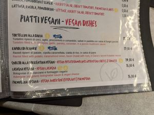 Pasta page of the menu. at Frankie's in Sorrento