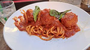 Lentil meatballs and spaghetti at Frankie's in Sorrento
