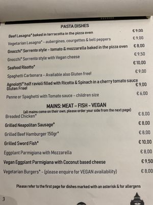 Vegan options at Frankie's in Sorrento