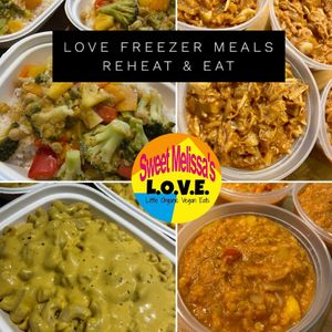 Freezer meals: LITTLE ORGANIC VEGAN EATS 
Many are GF as well. at Sweet Melissa's LOVE in Pennsburg