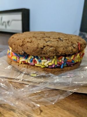 Chocolate oat cookie sandwich at Sweet Melissa's LOVE in Pennsburg