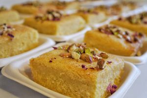 Egyptian Basbousa cake at Voodoo Vegan in Brussels