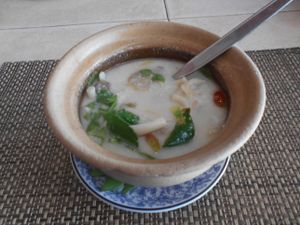 Mushroom soup in coconut milk with Thai spicing at Cabbages & Condoms in Pattaya
