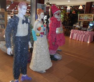 Outfits made entirely from condoms at Cabbages & Condoms in Pattaya