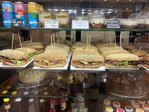 Sandwiches and cakes at Flow Specialty Coffee Bar & Bistro in Budapest