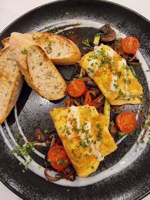 Omelette with grilled veggies at Flow Specialty Coffee Bar & Bistro in Budapest