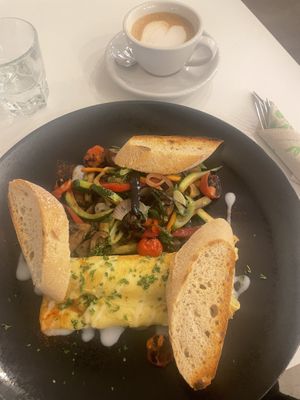 Omelette and veggies  at Flow Specialty Coffee Bar & Bistro in Budapest