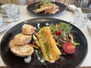 Vegan omelet  at Flow Specialty Coffee Bar & Bistro in Budapest
