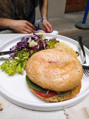 Bagel at Flow Specialty Coffee Bar & Bistro in Budapest