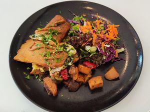 vegan omellette at Flow Specialty Coffee Bar & Bistro in Budapest