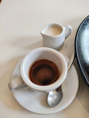 Kenya single origin espresso with oatmilk at Flow Specialty Coffee Bar & Bistro in Budapest