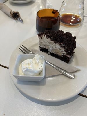 Mole cake and V60  at Flow Specialty Coffee Bar & Bistro in Budapest